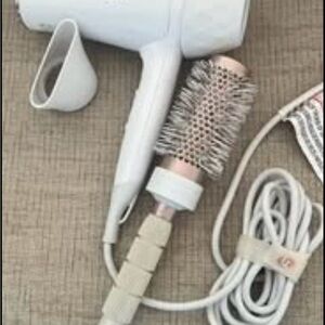 White Hair Dryer and Brush Set